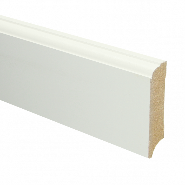 MDF Eigentijdse plint 70x18 wit voorgelakt RAL 9010 | 2.4 meter
