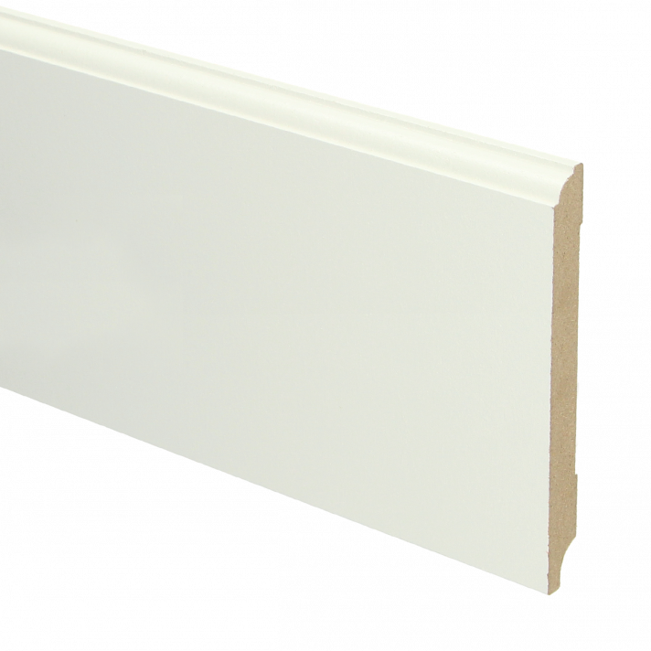 MDF Eigentijdse plint 120x12 wit voorgelakt RAL 9010 | 2.4 meter