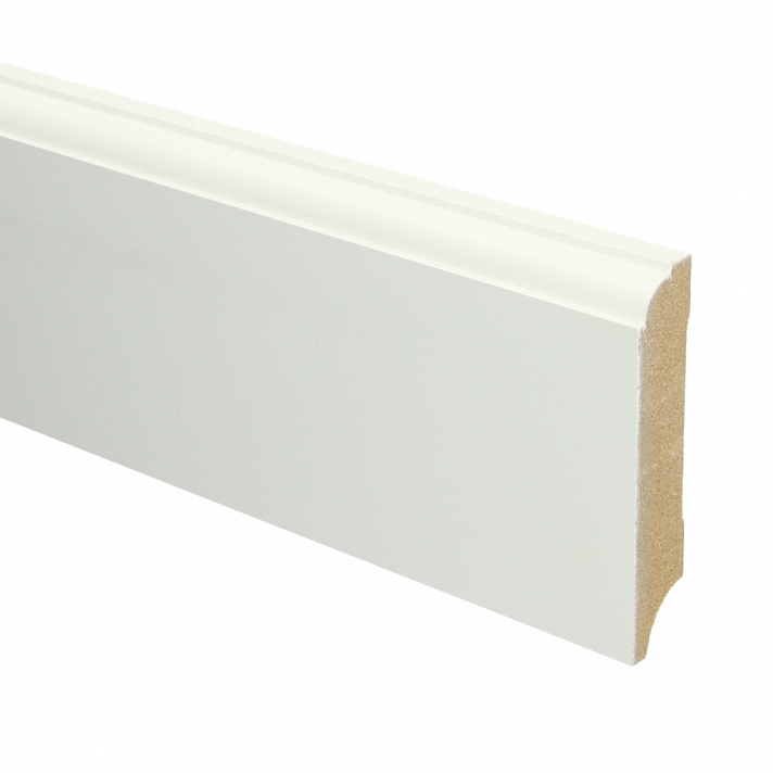 MDF Eigentijdse plint 70x12 wit voorgelakt RAL 9010 | 2.4 meter