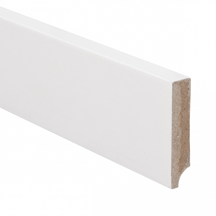MDF plint 55x12mm wit gegrond recht | 2.4 meter
