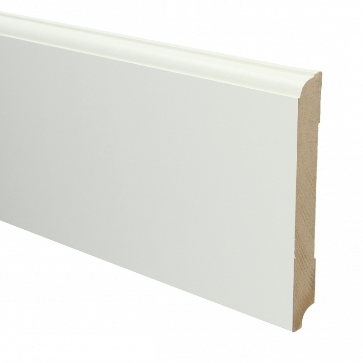 MDF Eigentijdse plint 150x18 wit voorgelakt RAL 9010 | 2.4 meter