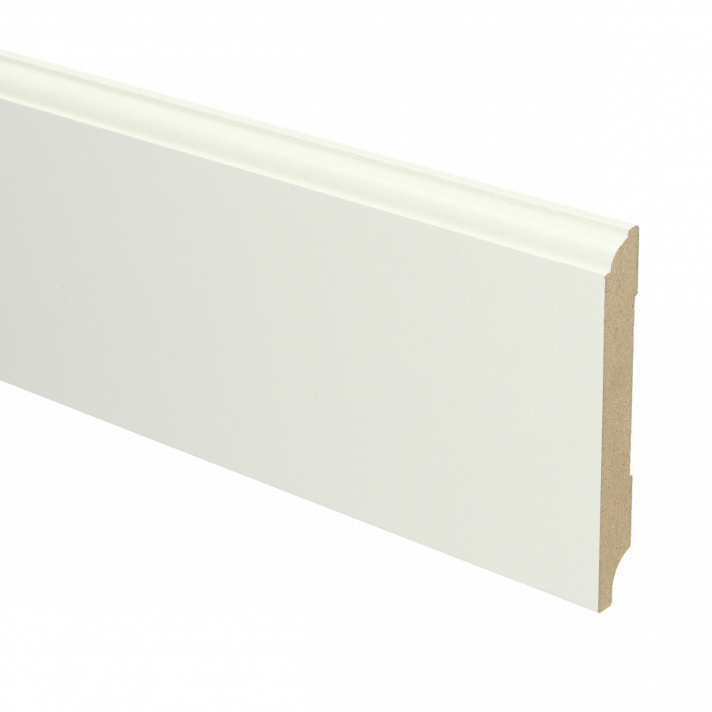 MDF Eigentijdse plint 90x12 wit voorgelakt RAL 9010 | 2.4 meter