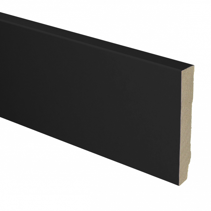 MDF plint recht 90x15 zwart gefolied | 2.4 meter