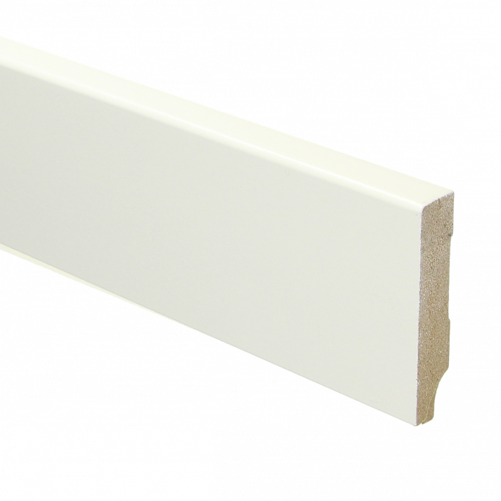 MDF Moderne plint 55x12 wit voorgelakt RAL 9010 | 2.44 meter