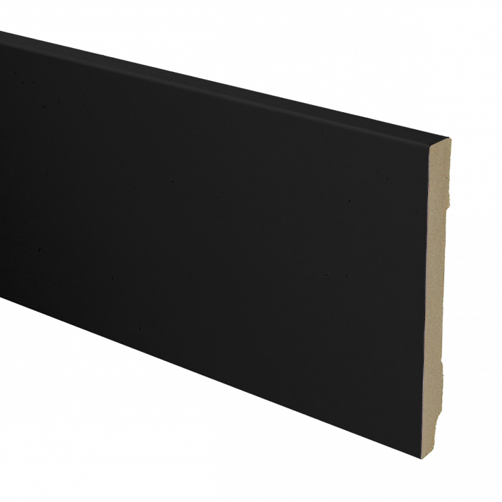 MDF plint recht 120x12 zwart gefolied | 2.4 meter