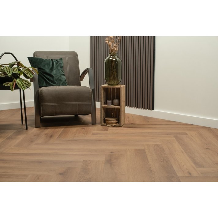 Floer Walvisgraat klik pvc - Narwal Nootbruin