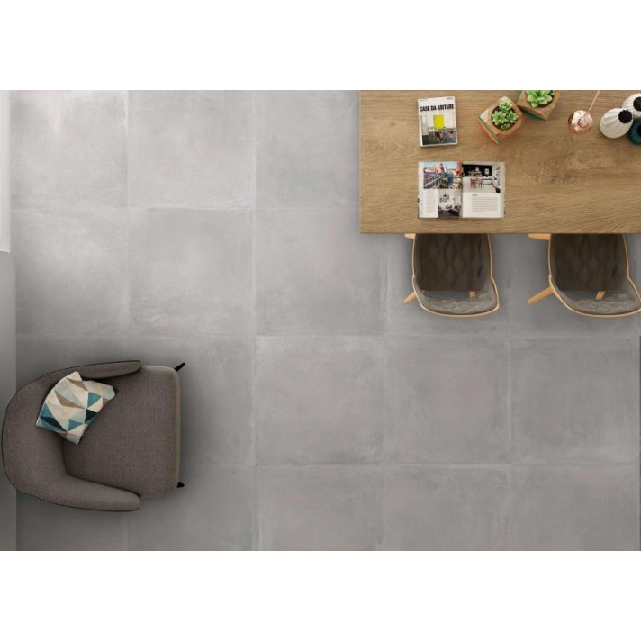 Vloertegel half glans betonlook 100x100 antraciet gerectificeerd